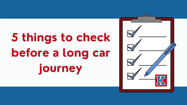 Text reads: 5 things to check before a long car journey