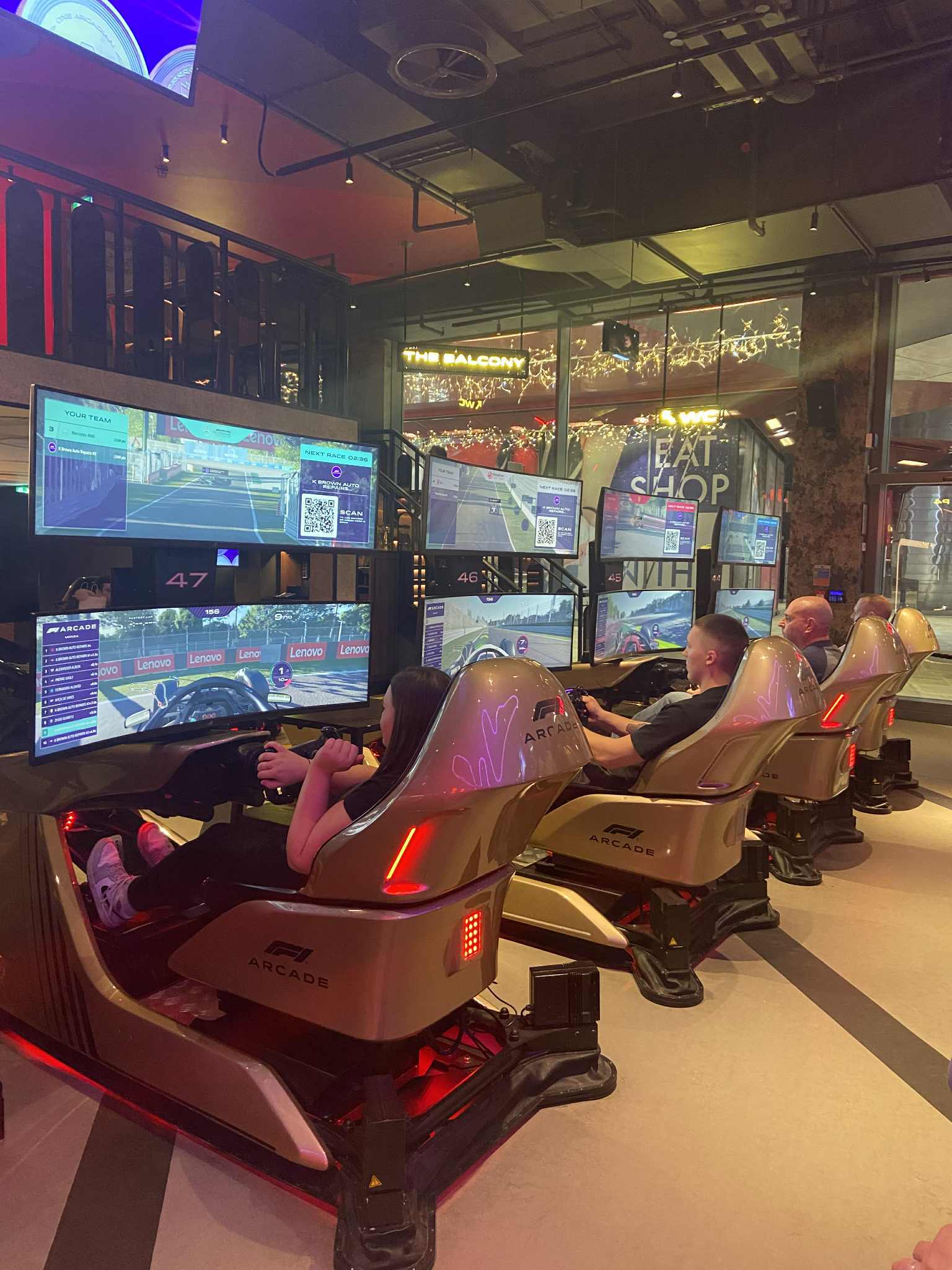 K Brown Auto Repairs staff enjoying a day out to F1 Arcade in London